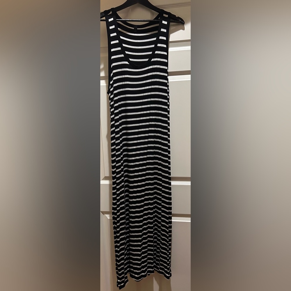 J Crew black and white striped maxi dress. XL